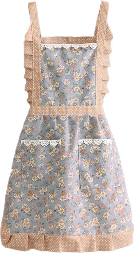 Kochschürze für Damen mit Taschen, mehrlagige Latzschürze zum Kochen, Backen, Grillen und Gärtnern