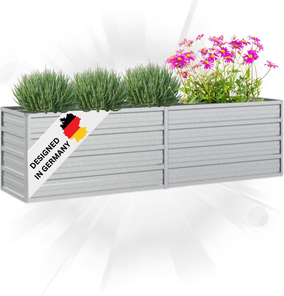 DELUKE® Hochbeet für Garten OSKAR Silber | 160x40x45cm | Produktbild 