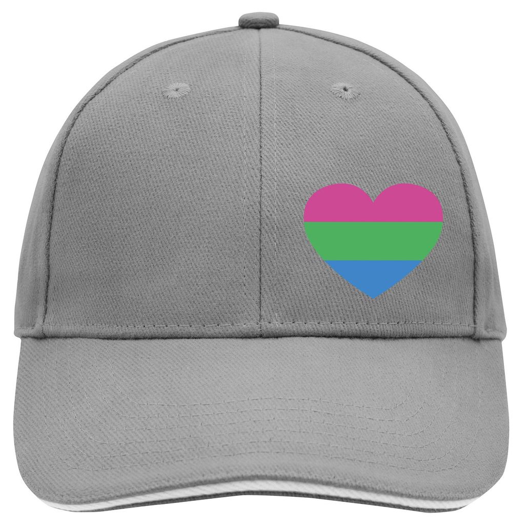 Huuraa Cappy Mütze Polyuell Pride Flagge LGBTQ Herz Dark Grey/White Baumwolle 6-Panel Kappe Geschenkidee