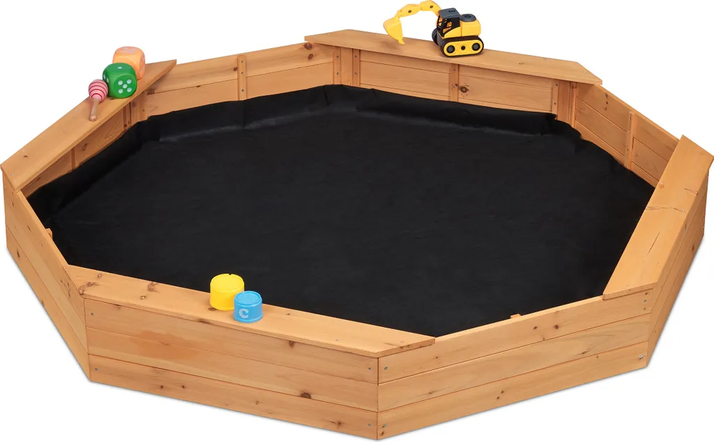 Relaxdays Bac à Sable Octogonal avec Non-tissé de Protection - Diamètre 200cm