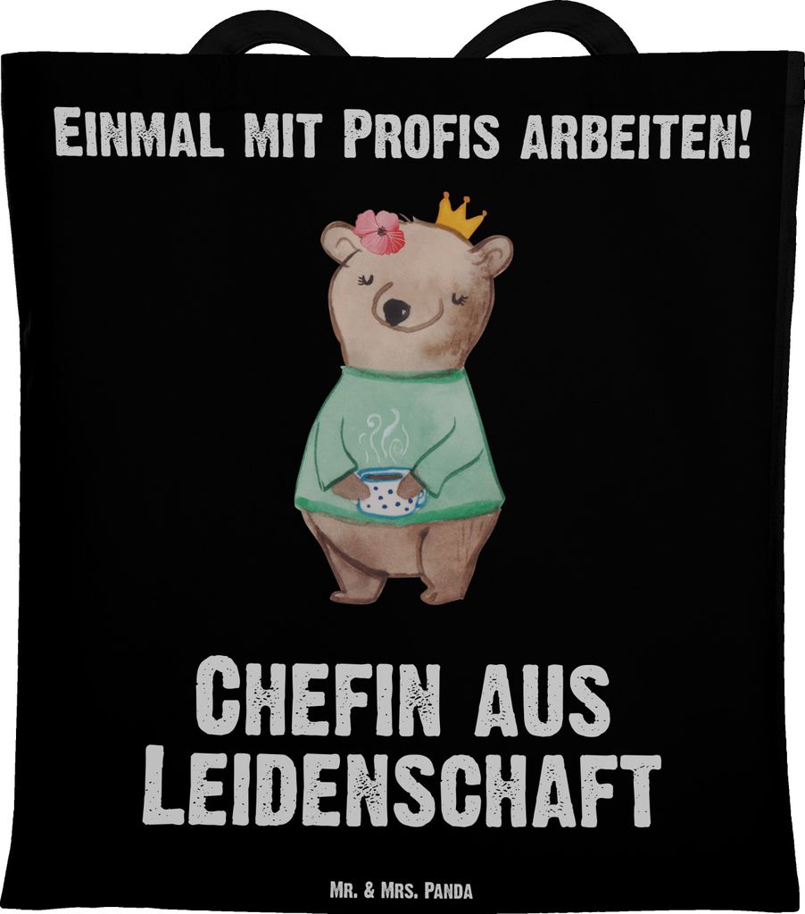 Mr. & Mrs. Panda Uni Tasche Chefin Leidenschaft - Schwarz - Geschenk, Beste, Lustig, CEO, Tragetasche, Jutebeutel, stoff shopper, Witzig, Tote Bag,...