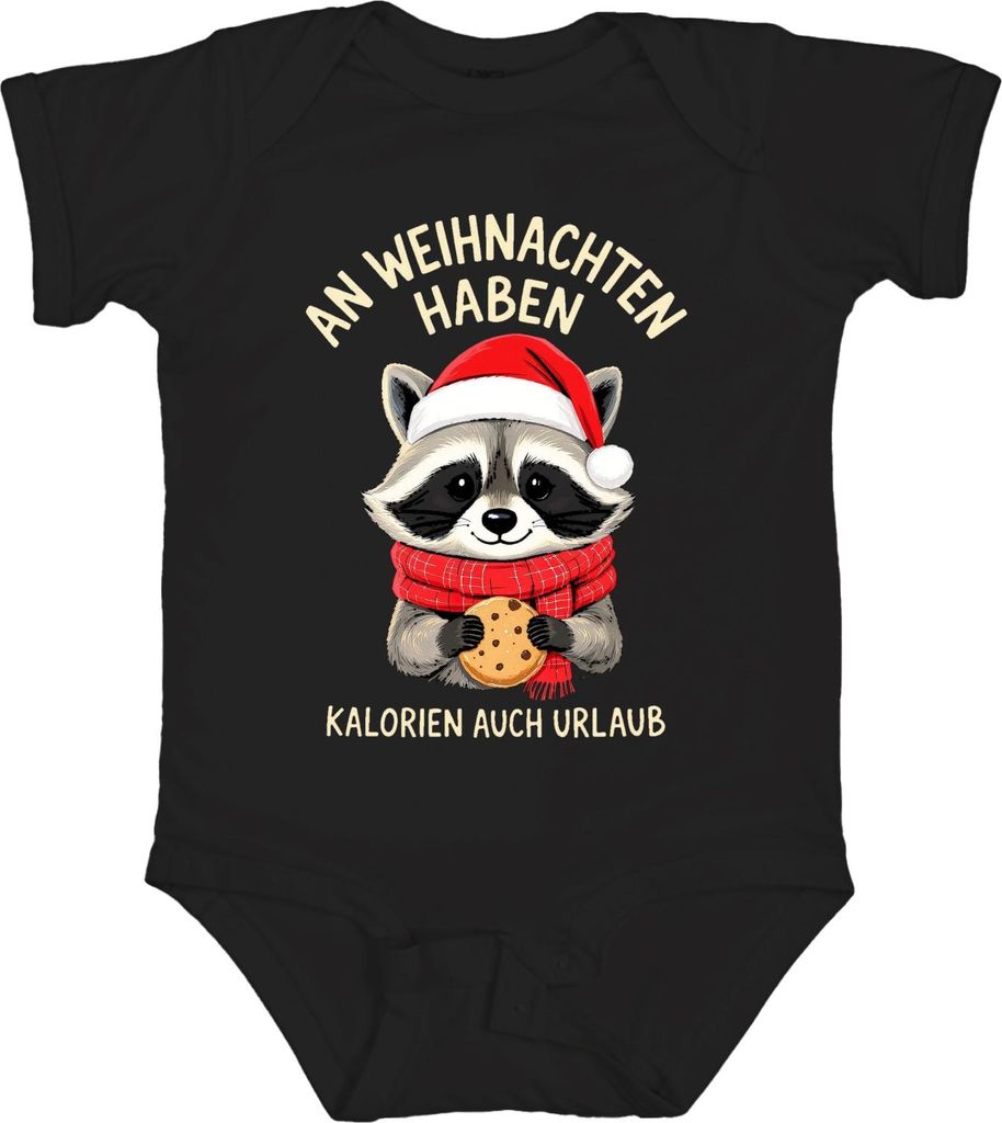 An Weihnachten haben Kalorien Urlaub Waschbär Kekse lustig Unisex Baby Body, Schwarz, 6/12