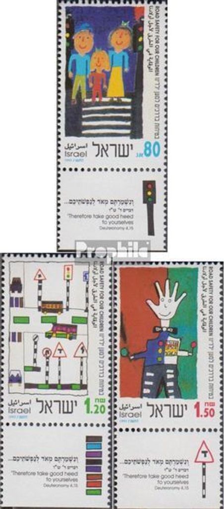 Briefmarken Israel 1993 Mi 1266-1268 mit Tab (kompl.Ausg.) gestempelt Kinderzeichnungen