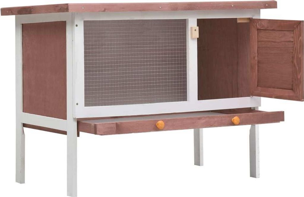 vidaXL Kaninchenstall 1 Ebene Braun Holz Produktbild 