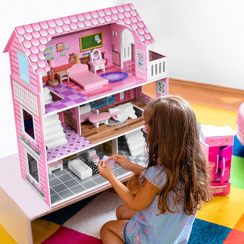 ACXIN Rosa Puppenhaus Holz Große Puppenvilla Mädchen Produktbild 10