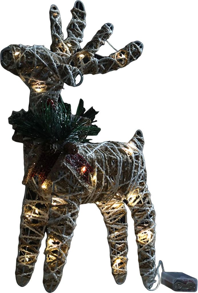 Weihnachts-Rentier-Dekoration, 39,6 cm hoch, 3D-Reh aus Eisen, stehend, für Weihnachten, drinnen und draußen, Feiertage, Hof, Gartendekoration