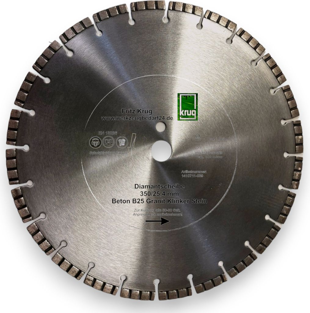 Diamantscheibe 350/25,4 mm für Beton Granit Klinker Stein