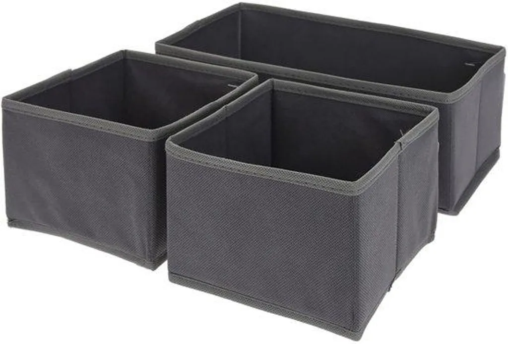 Rangement de vêtements pour armoire lot de 3 bacs en tissu gris durable