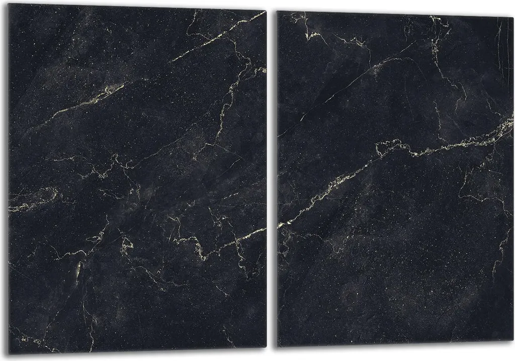Set 2 Piastre Copri Piano Cottura 40x52 cm Vetro Marmo Nero | Protezione Top