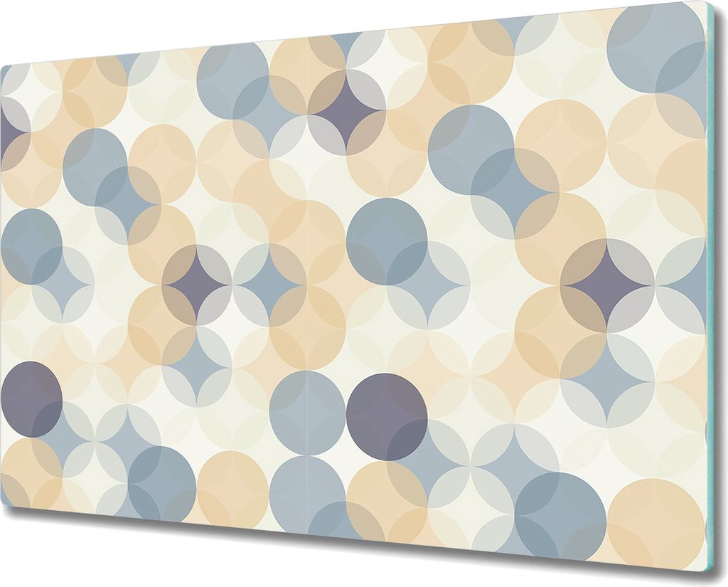 Glas-Herdabdeckplatte Glaskeramikkochfeld-Abdeckung Spritzschutz - 80x52 cm - Retro Kreise Muster