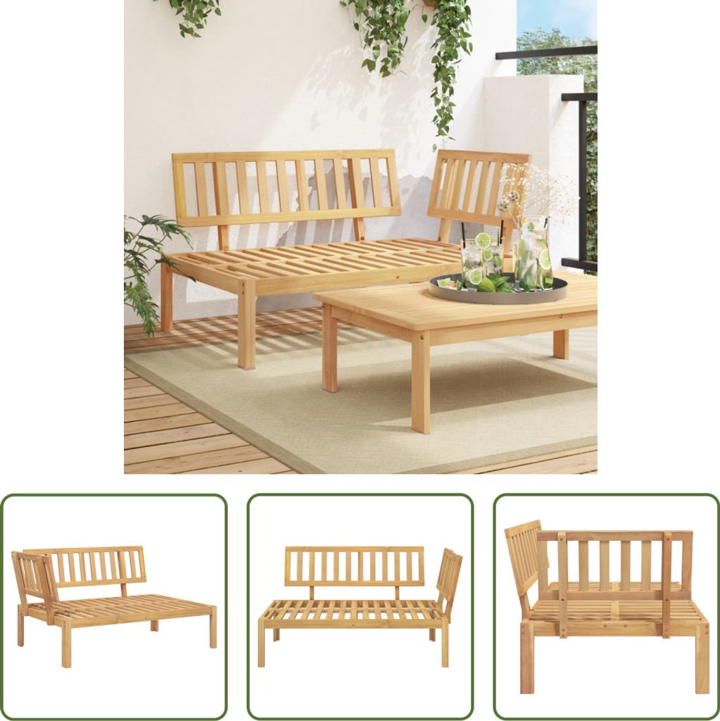 The Living Store Garten-Ecksofa aus Paletten Massivholz Akazie