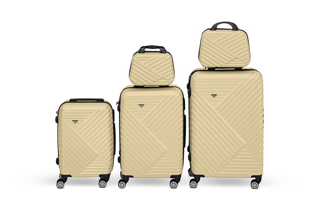 Reisekoffer Set 5-teilig VIAGGIO – Vanilla Koffer mit Rollen, Hartschalenkoffer, Trolley Set mit Beauty Case
