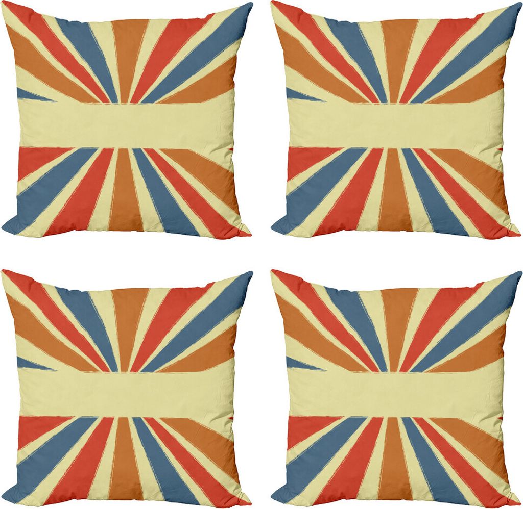 ABAKUHAUS Jahrgang Rainbow Kissenbezug Set (4 Stück), grungy Sunburst, Moderner Doppelseitiger Digitaldruck, 45 cm x 45 cm, Mehrfarbig