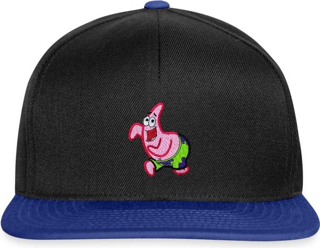 Spreadshirt SpongeBob Schwammkopf Patrick Star Stick-Motiv Snapback Cap, One size, Schwarz/Königsblau