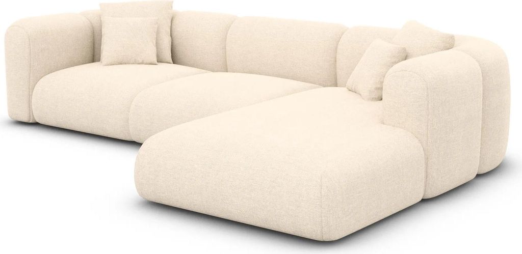 Strukturstoff L-Form Sofa Belio Creme Rechts