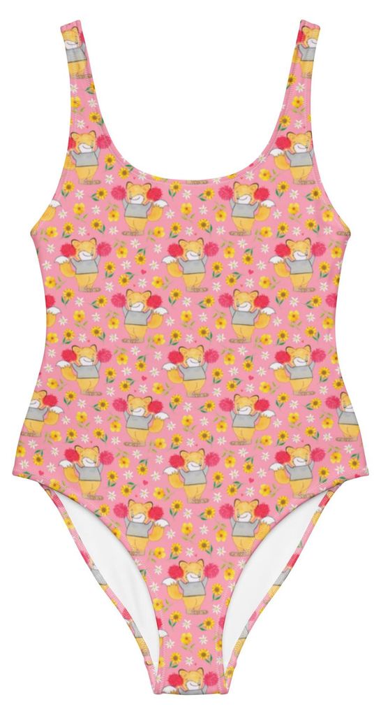 Mr. & Mrs. Panda Damen-Badeanzug Fuchs Cheerleader Größe L - Rosa - Geschenk, Bademode, Turnen, Shape-Badeanzug, Turn Club, Turniere, Swimsuit, B...