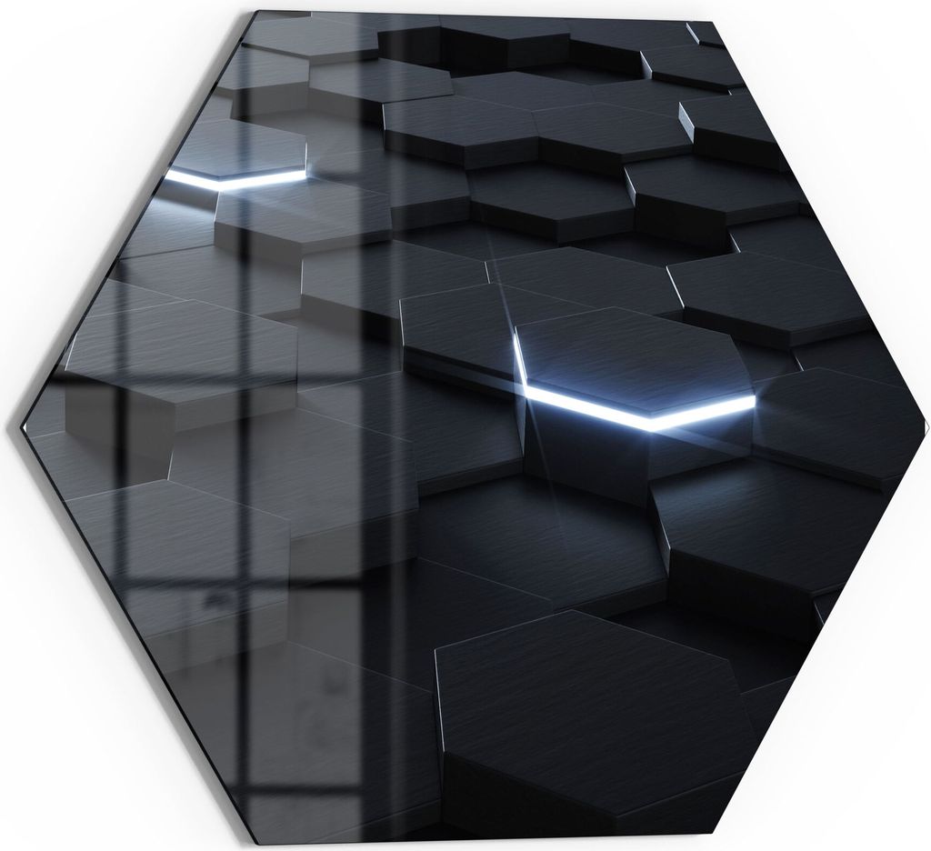 DEQORI Magnettafel Glas 55x48 cm 6-eckig 'Fläche aus Sechsecken' beschreibbar Whiteboard