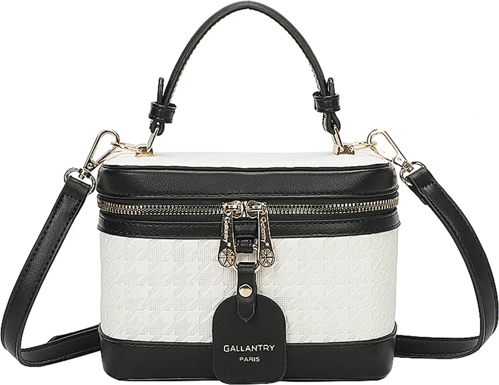 Sac de toilette vanity pour voyage femme motif pied-de-poule élégant