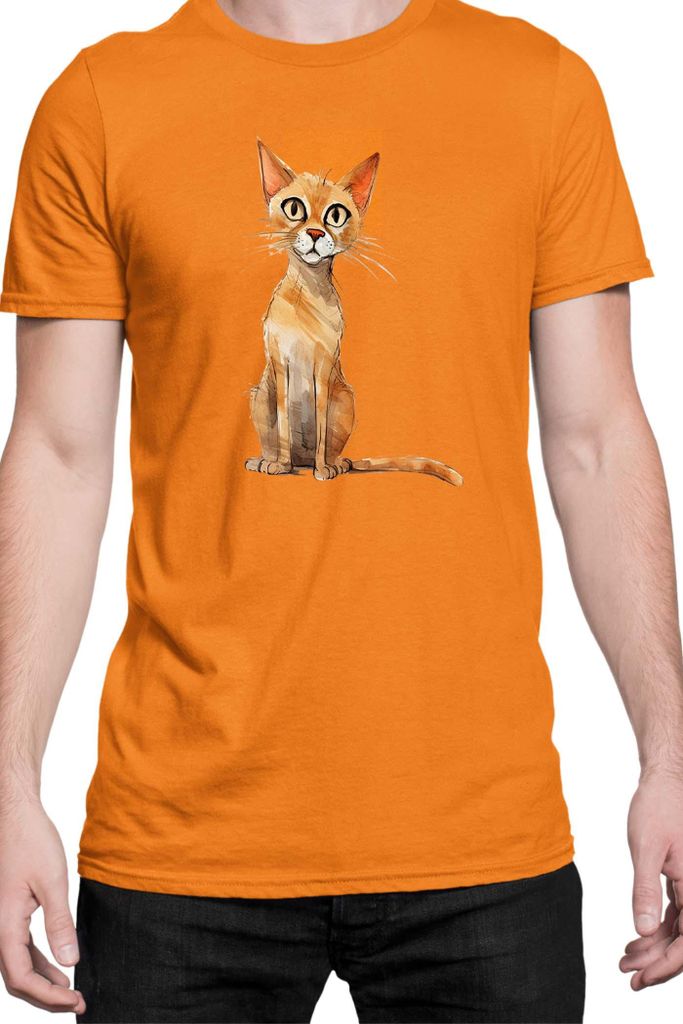 Herren T-Shirt Funny Cats Breeds Arabian Mau Cat, Man 2XL / Orange