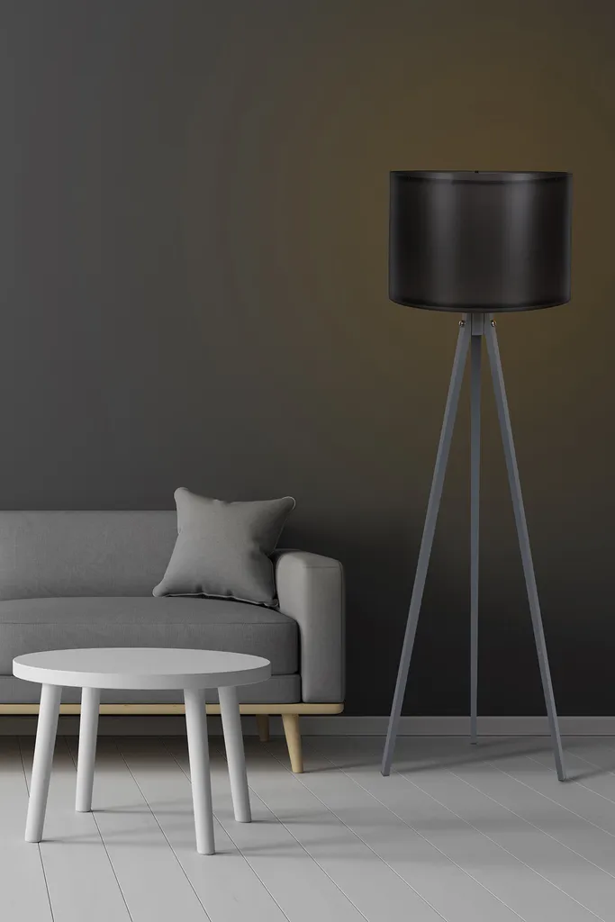 Lampadaire de Salon en Bois MDF Gris et Noir Opviq pour un Style Loft