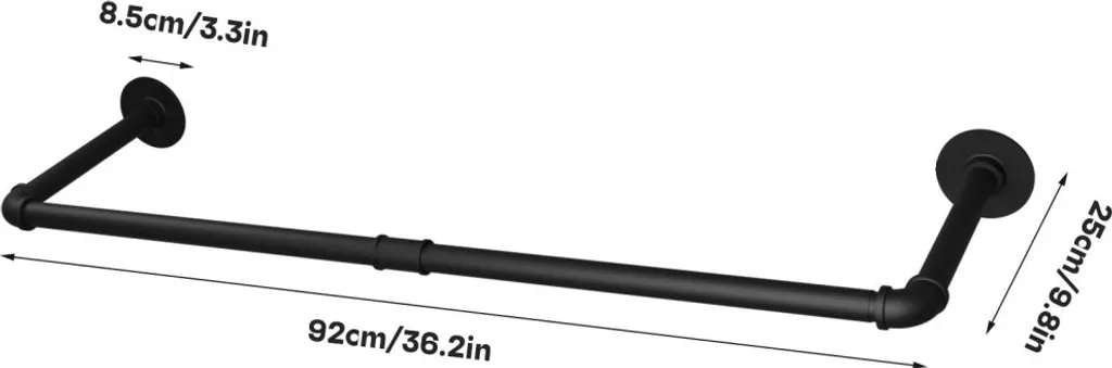 Penderie Murale Robuste en Acier Noir 92cm Design Industriel - Set de 2 - 8