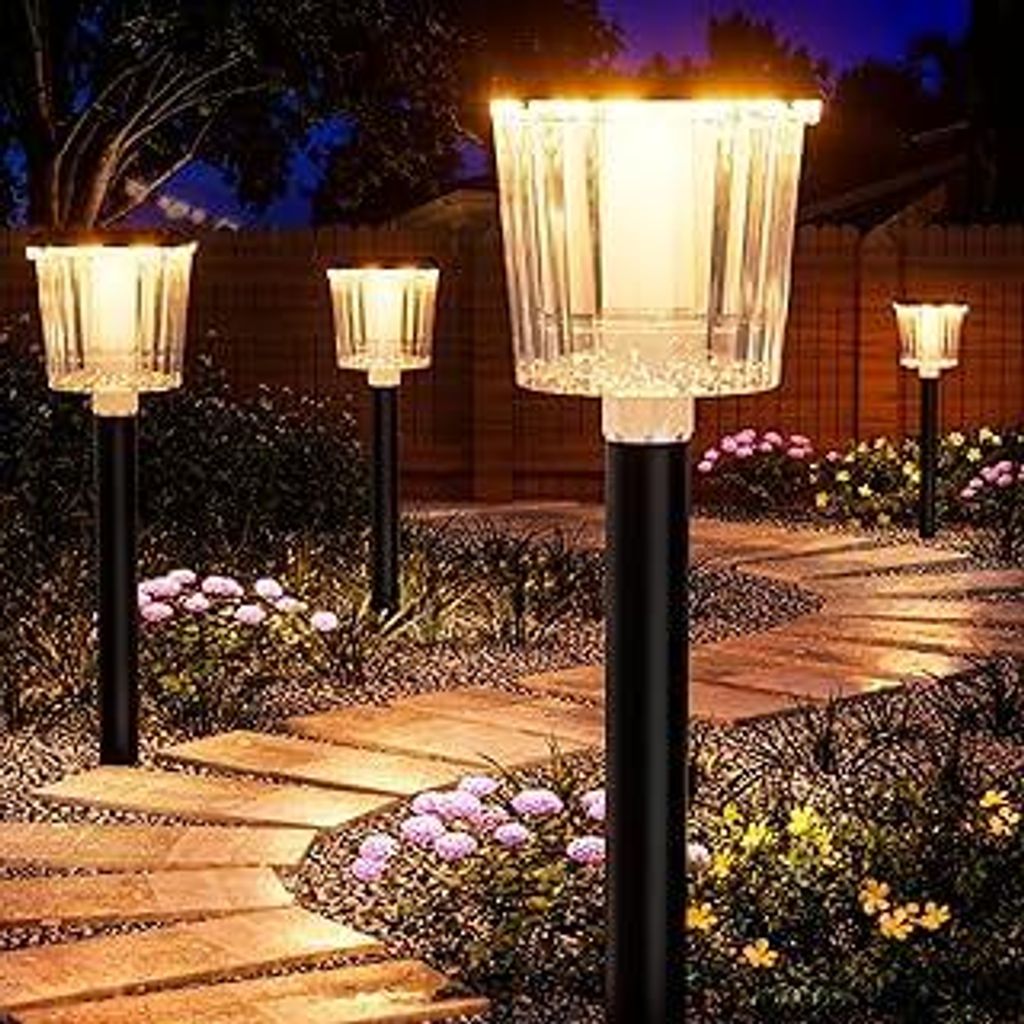 Solarlampen für Außen Garten,4 Stücke Longlife Solarleuchten Garten Winterfest,IP65 Wassserdicht,Lang Anhaltende Helligkeit Gartenleuchte Solar ...