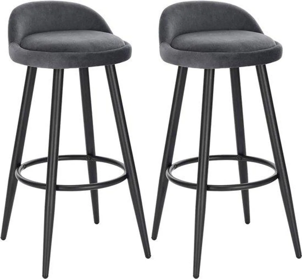 Chaise de bar grise ergonomique lot de 2 pour comptoir et bar de 69 cm