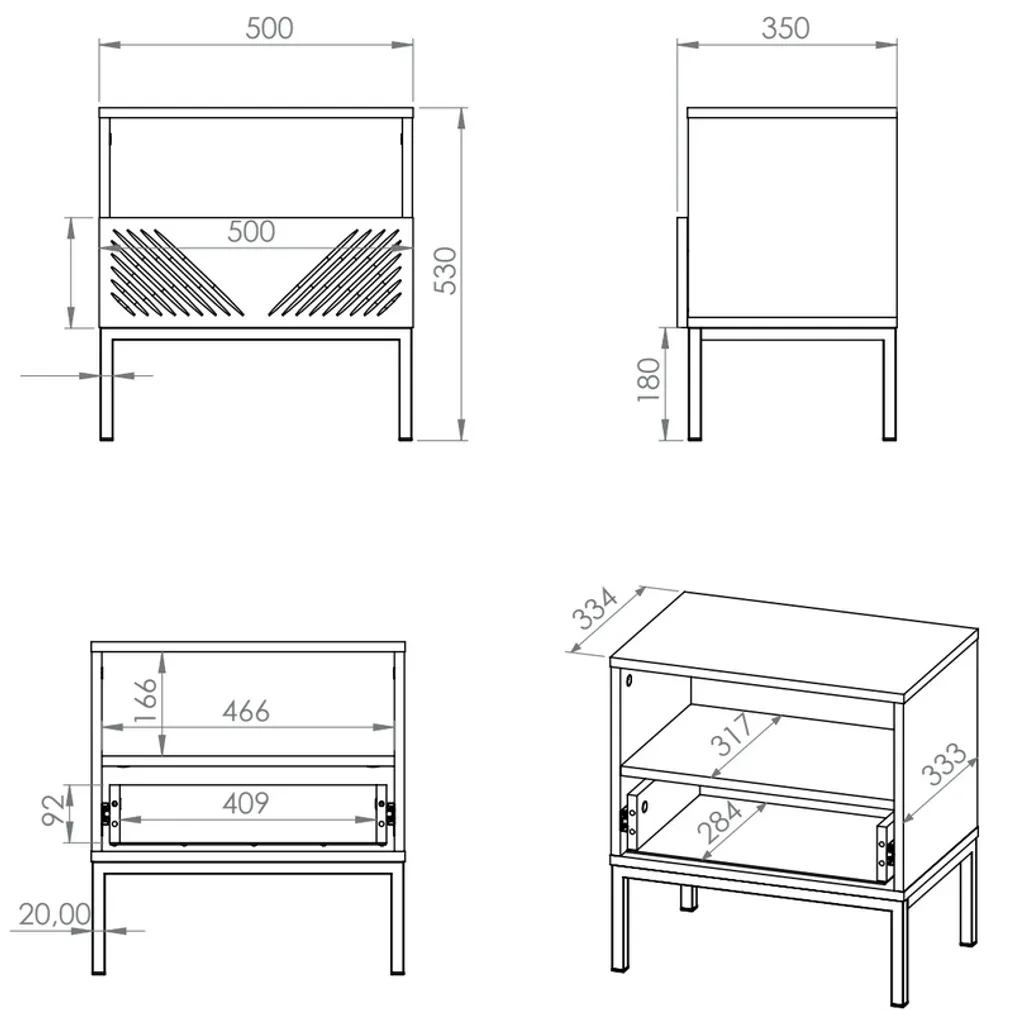 Table de nuit ADELE 3 bicolore pour optimiser le rangement de chambre - 10