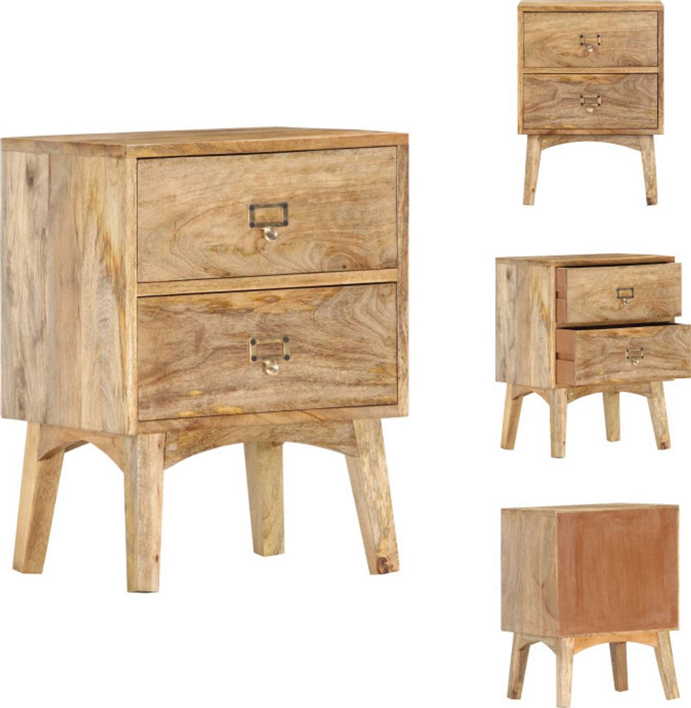 vidaXL Szafka nocna 40 x 35 x 55 cm z litego drewna mango - Zdjęcie produktu 
