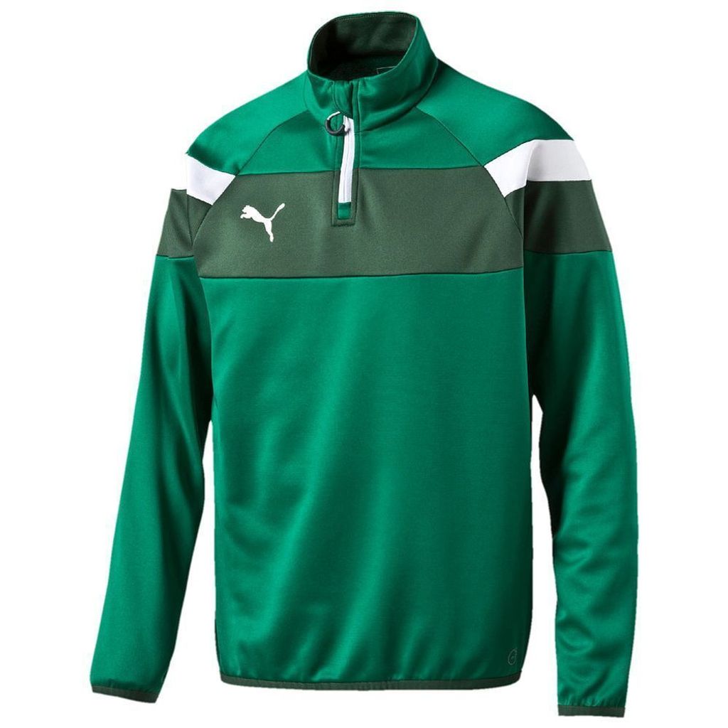 Puma Fussball Spirit II 1/4 Zip Trainingsoberteil mit Puma Cat Logo Herren grün XL