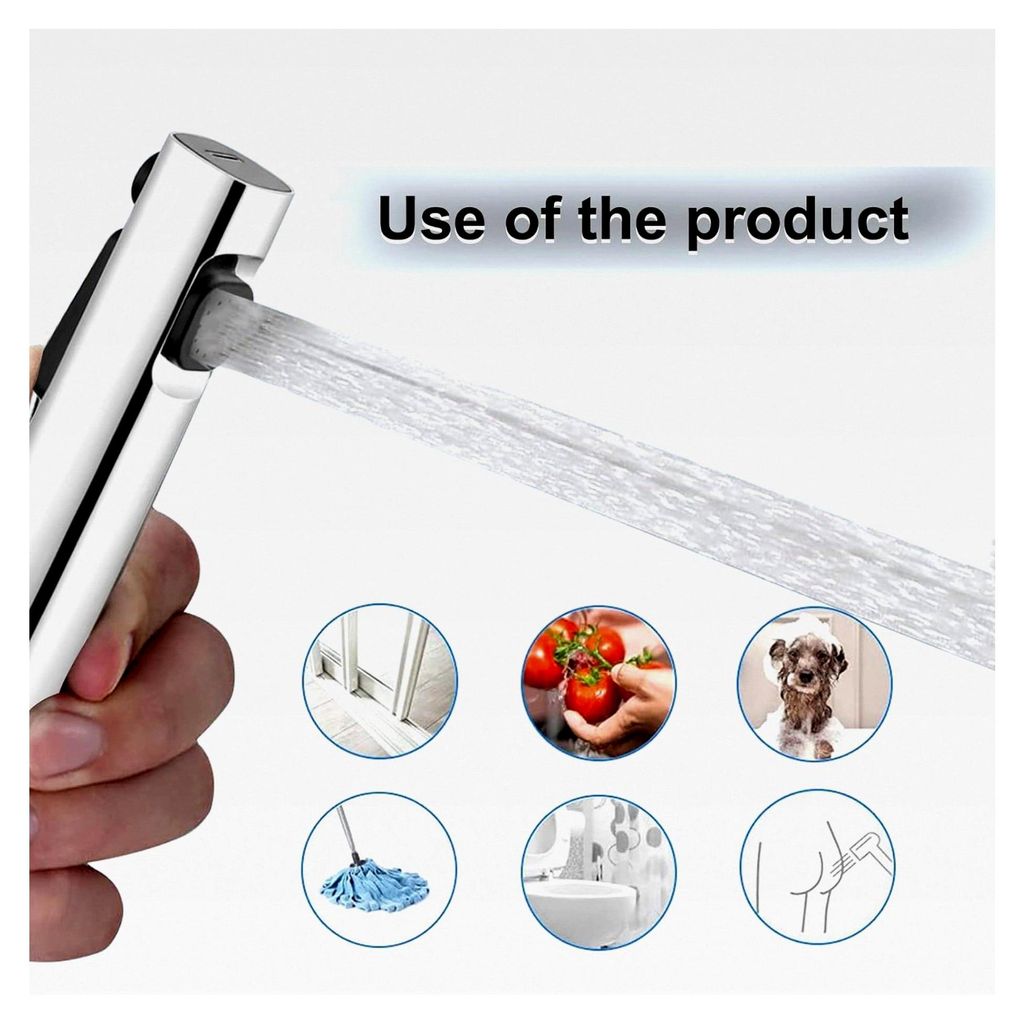 Bidet-Handbrause Set mit Doppelstrahl-Modus, Düse aus ABS-Kunststoff, Sprühset für Baby-Stoffwindeln mit Wasserhahn-Spender, Federschlauch und W...