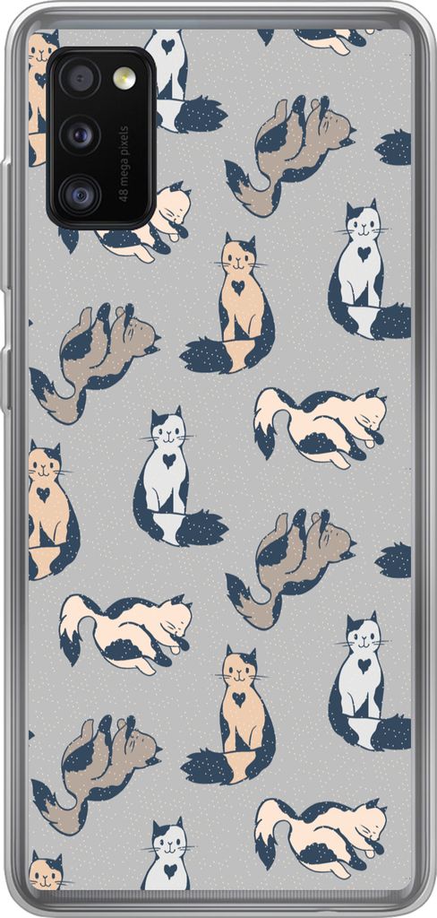 MuchoWow Handyhülle Schutzhülle Hülle für Telefoonhoesje Samsung Galaxy A41 Muster - Katze - Herz - Jungen - Mädchen - Kinder - Kind Silikon...