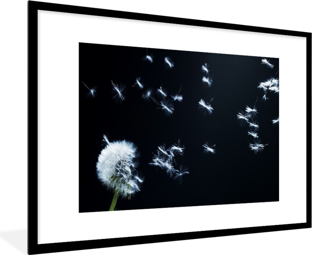 MuchoWow Gerahmtes Poster Schwimmender Löwenzahnsamen 90x60 cm - Poster mit Schwarzem Bilderrahmen Wandposter Rahmen Foto Bilder - Wanddekoratio...
