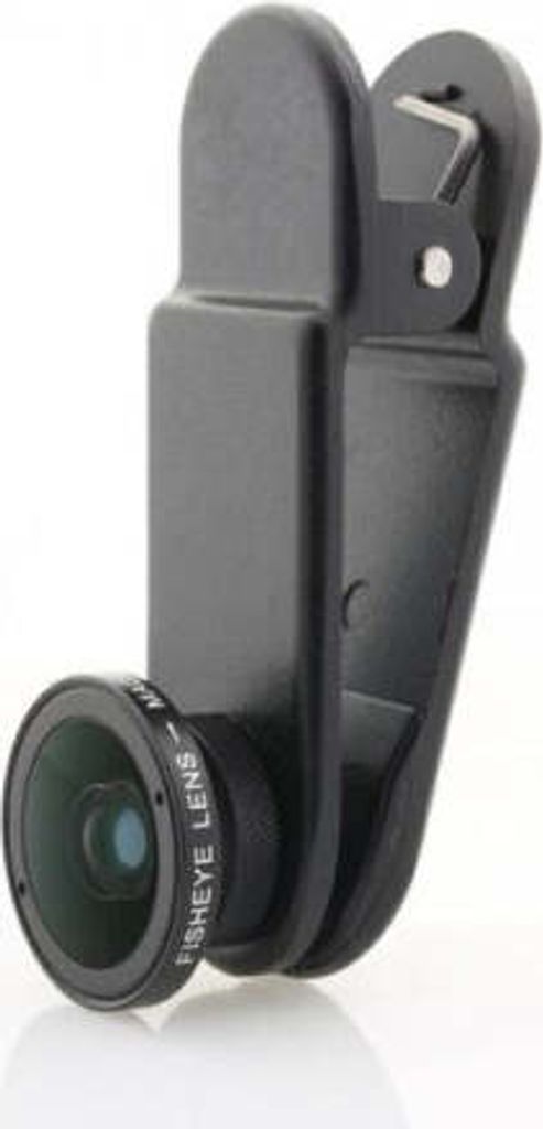 SYSTEM-S Fischaugen und Makro Linse mit Clip und Schutztasche in Schwarz für Smartphone