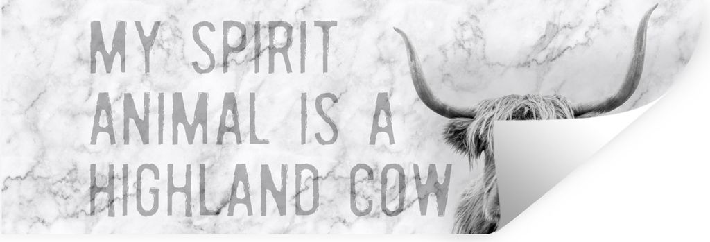 MuchoWow Wandtattoo Wandsticker Wandaufkleber Schottischer Highlander - Kuh - Zitat 150x50 cm Selbstklebend und Repositionierbar - Repositionierb...