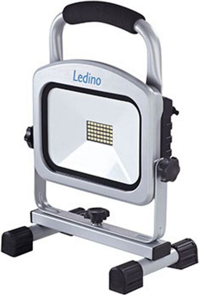Ledino LED-Akkustrahler 20W mobiler Fluter, Bauleuchte Charlottenburg 20A2, silber tageslichtweiss