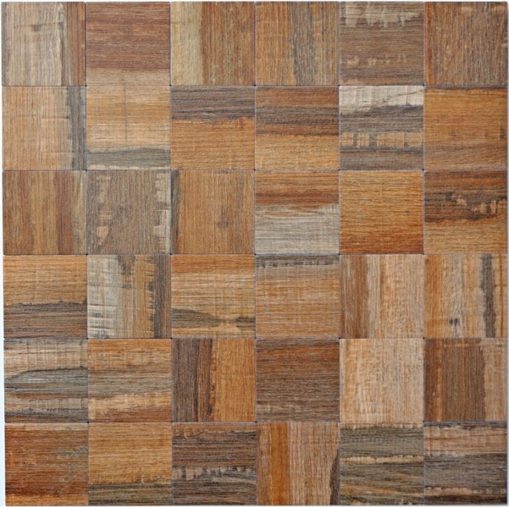 Mosaikfliese selbstklebend Aluminium braun metall Holzoptik Produktbild 