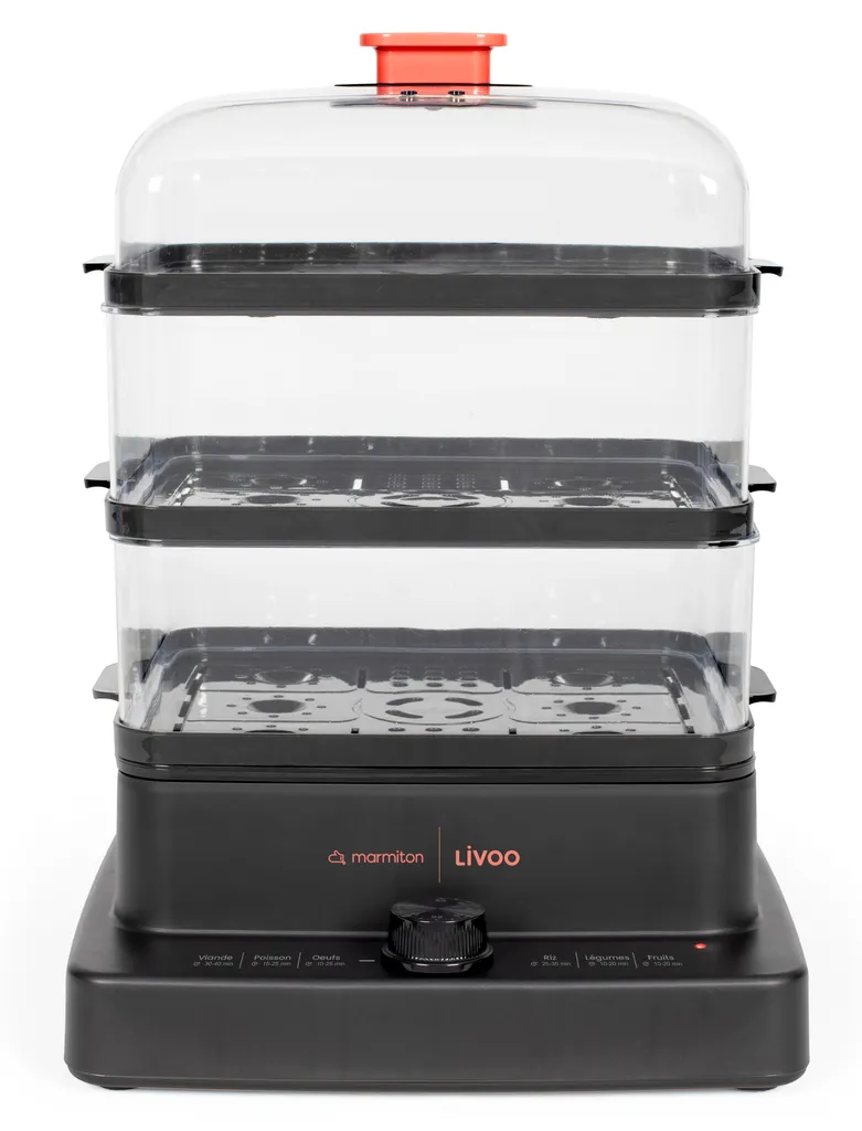 Cuit-vapeur Électrique Livoo 3 Étages Noir Idéal Grandes Tablées 1200W