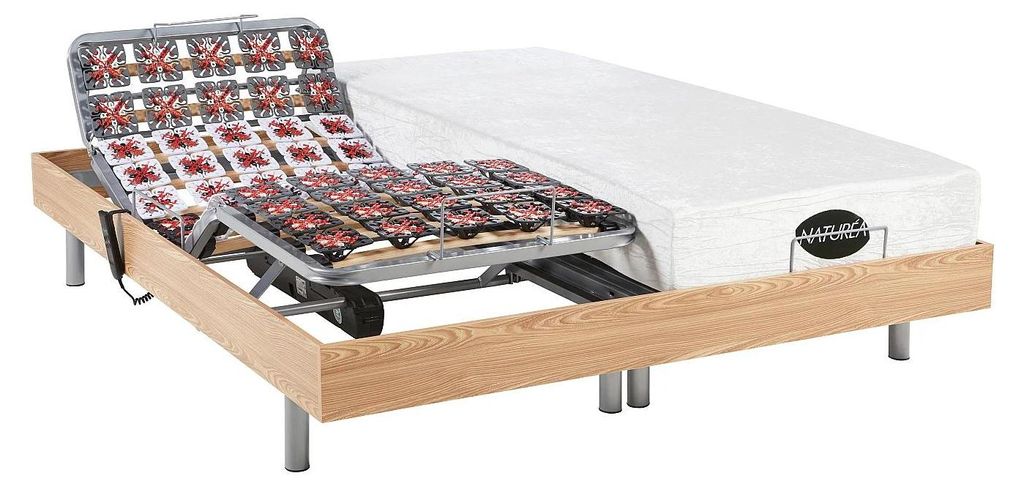 Entspannungsset alle Fliesen + Formgedächtnis und Bambus LYSIS III von NATUREA - OKIN motors - 2 x 80 x 200 cm - Eiche natur