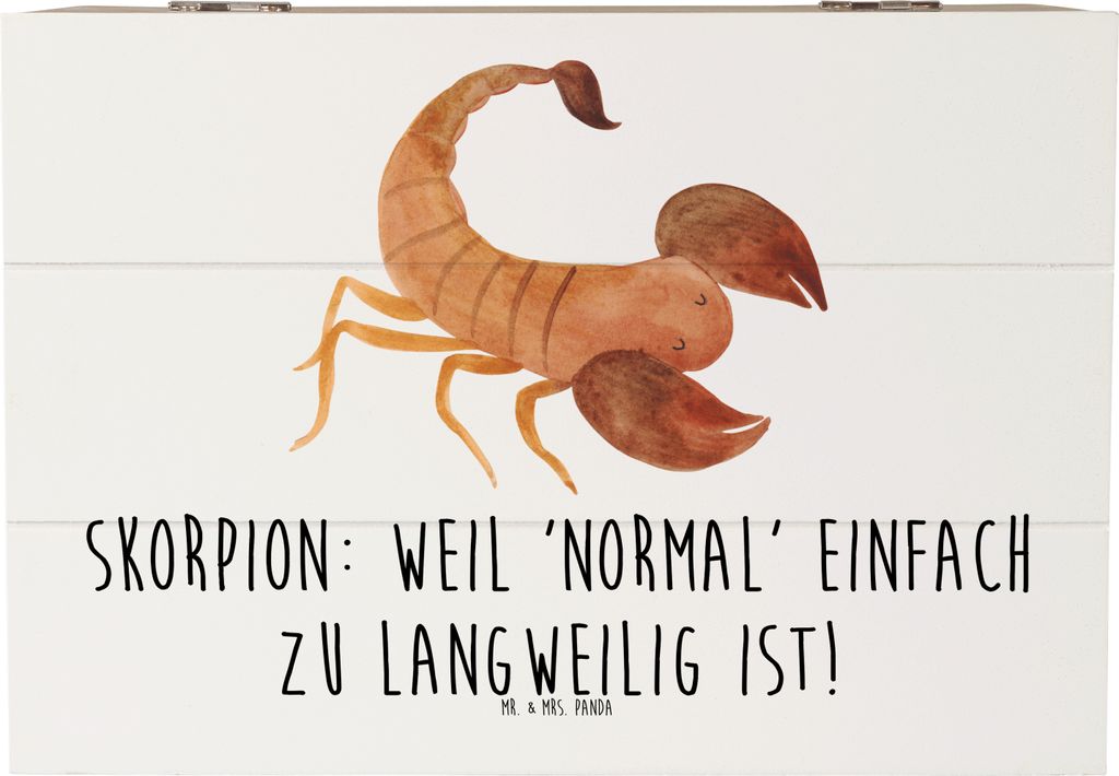 Mr. & Mrs. Panda Holzkiste Skorpion Unikat 22 x 15 cm - Weiß - Geschenk, Intensität, Geheimnisvoll, Geschenke Sternzeichen, Box, Astrologie, Truh...