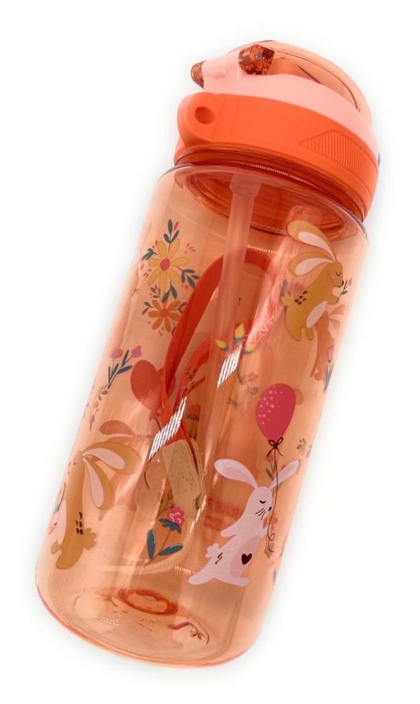 Trinkflasche Kinder BPA frei 600ml Wasserflasche mit Strohhalm auslaufsicher
