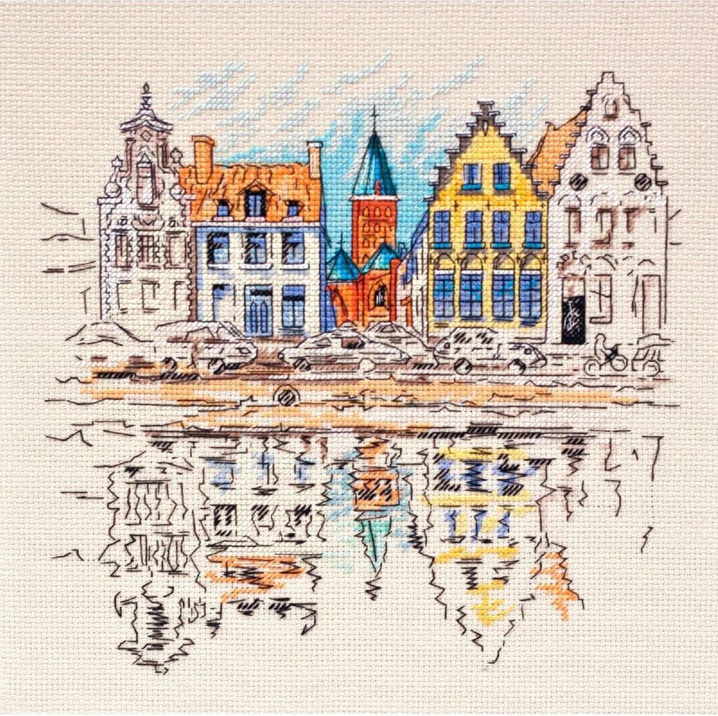 Abris Art Kreuzstich Set "Farbige Stadt-1", Zählmuster, 22x22cm