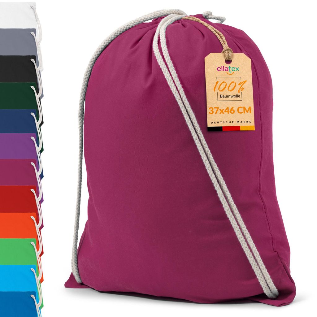 EllaTex Turnbeutel 37x46 cm – Gym Sack aus 100% Baumwolle Produktbild 
