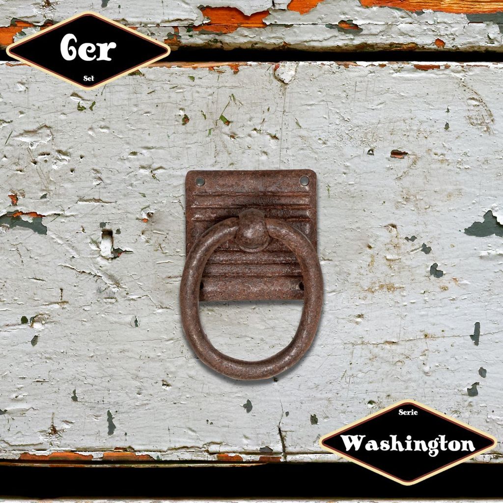 Schubladengriff,Serie "Washington",6er Pack | Eisen rostig | H5,5xB3,1cm