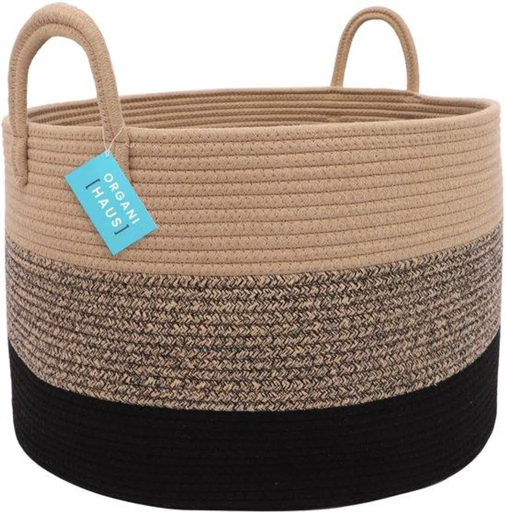 Panier à linge marron 50x33 cm en fibres naturelles - Design artisanal