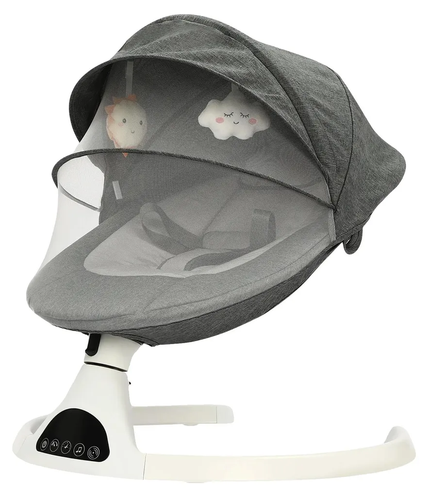 Fauteuil à bascule gris à balancement réglable et commande à distance