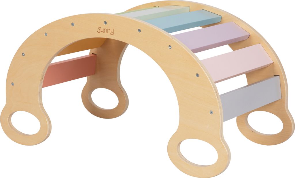 Sunny Marlie Montessori Kletterbogen aus Holz in Pastellfarben | Indoor Kletterbogenwippe / Spielbogen / Wippe | Montessori Spielbogen für Kleinki...