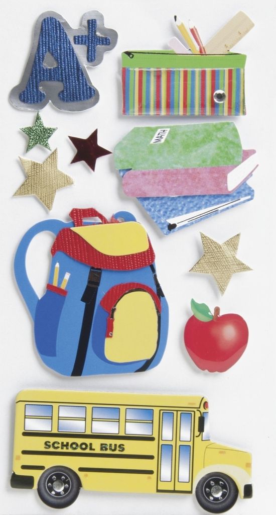 Sticker-Etikett Schule 2 10 Stück 4-farbig Packung mit 6 Stück