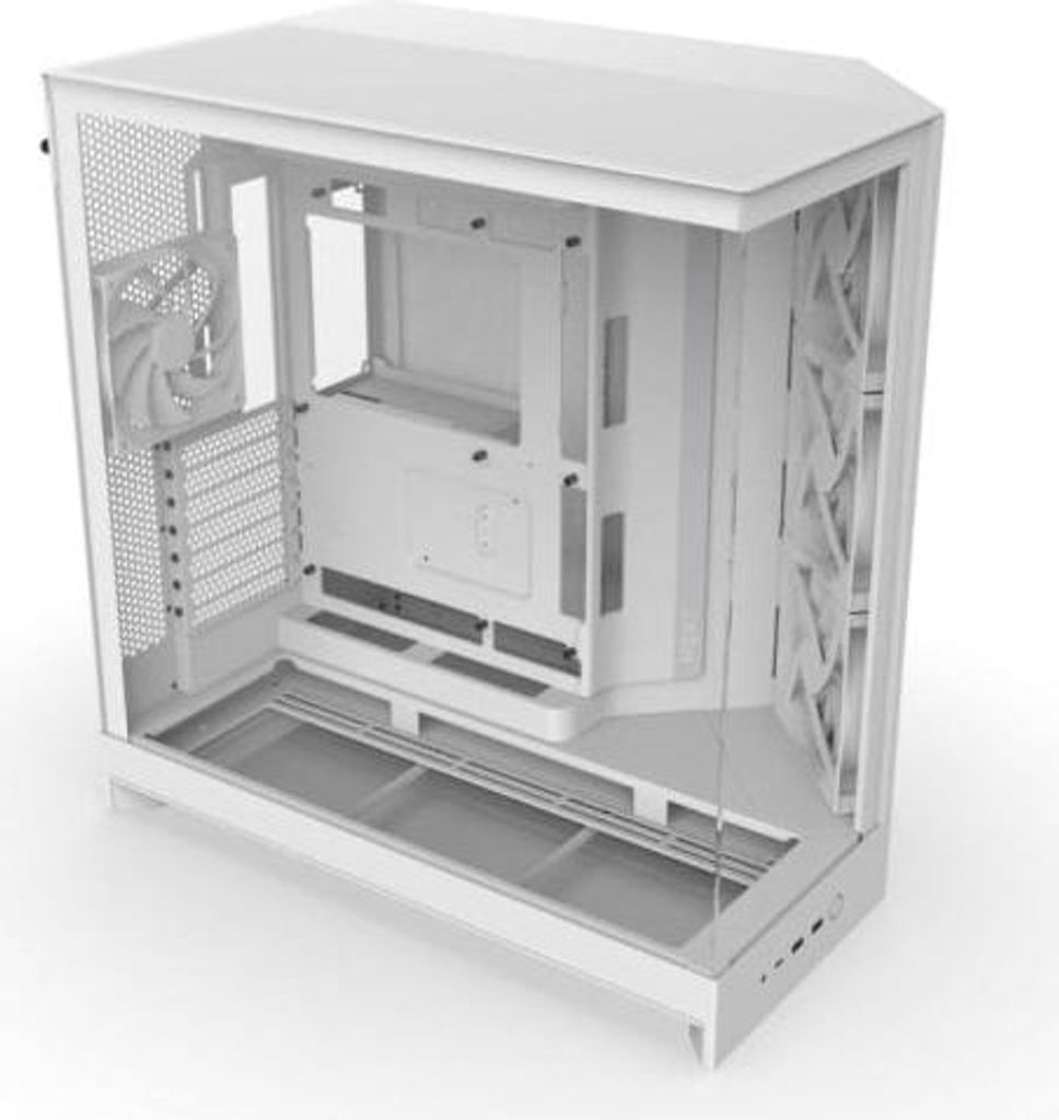 NZXT H9 Flow White Tower Templated Vent ATX EATX mATX Mini-ITX 4 Lüfter Templated Glass