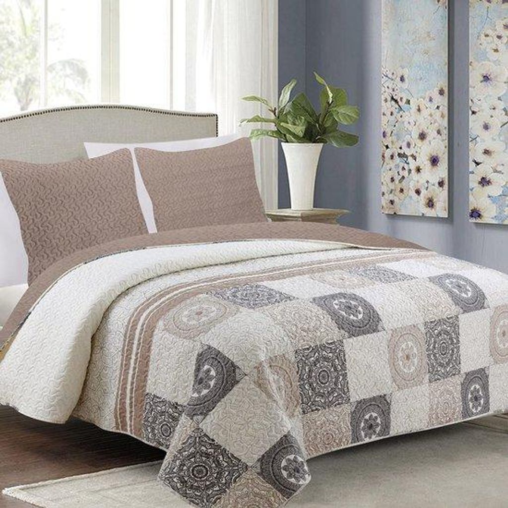Elegante doorgestikte sprei mit Kissenüberwurfmöbeln für ein stilvolles Innenleben